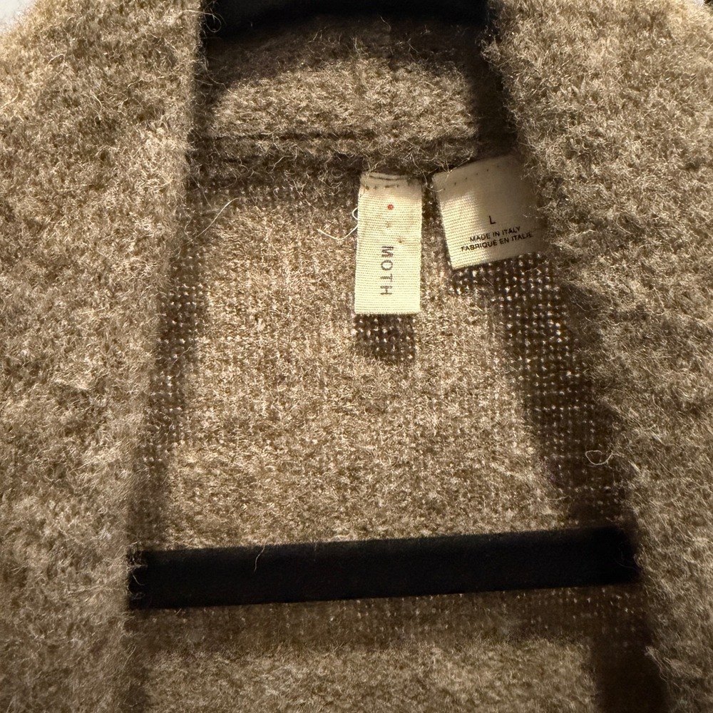 Moth Anthropologie long cardigan fuzzy brown L made in Italy Wool Blend
